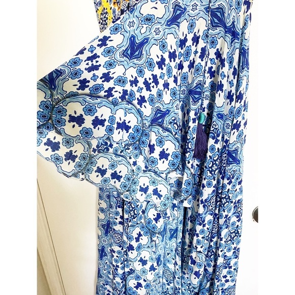 Rococo sand silk Crepe Maxi Dress in Tile Blue - Picture 7 of 13